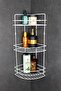 Stainless Steel Adhesive Triple Shampoo Holder with Towel Rack Bathroom Corner Organizer Shower Corner Shelf - 2