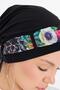 Black Practical Ready-To-Wear Hijab Bonnet Sandy Fabric Patterned Chiffon with Belt 1205D_01 - 5