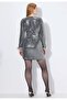 Women's Plus Size Gray V-Neck Sequin Evening Dress 65N39119 - 7