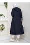 Striped Bondit Fabric Hijab Trench Coat Rc1205010 - 4