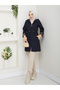 Leopard Printed Li Bondit Fabric Elastic Waist Hooded Hijab Trench Coat Rc905010 - 3