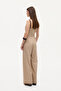 Belted Pleated High Waist Palazzo Pants Beige - 5