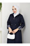 Striped Bondit Fabric Hijab Trench Coat Rc1205010 - 7