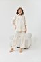 Women's Floral Print Embroidered Stone Detailed Linen Oversized Shirt And Trousers - 2