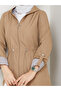 Çizgi Patterned Bondit Fabric Elastic Waist Hooded Hijab Trench Coat Rc905010 - 8