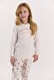 1432 Waiter Namast'Ay in Bed Girl's Long Sleeve Pajamas Set - 3