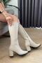 Women's Paris Cream Skin Side Zipper Below the Knee Boots 410 - 4