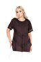 V-Block Asymmetrical Round Neck Flowy Flowy Casual Fit Short Sleeve Blouse with Lace Skirt Slit - 2