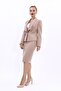 American Collar Short Classic Jacket & Plain Tight Skirt-Stone - 1032540 - 2