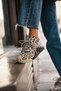 Women's Beige Leopard Printed Lace-Up Sneakers, Stone Detail and Orthopedic Bruno - 3