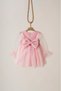 Pink Sparkly Fabric Cuff Ruffled Tulle Skirt Long Tulle Sleeves Girls Kids Baby Girl Dress - 7