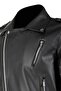 Men's Black Unlined Belted Leather Jacket - 7