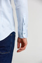 Blue Modern Fit Cotton Buttoned Pascha Collar Light Satin Shirt - 3
