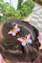 5-Piece Pink Blue Gradient Girl's Butterfly Hairpin Set - Padding Winged Butterfly Mini Clamp Hair Clip - 3