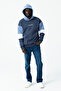 Men's Hooded Printed 3 Thread Raised Sweatshirt Smoked - 5299 - 6