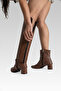 Zori World DEUX Brown Vegan Leather Boots 2-in-1 Convertible Style with 2" Block Heel