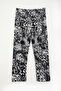 Women's Soft Velvet Textured Leopard Patterned Pajama Bottoms Relaxed Long Narrow Leg - 2