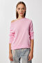Open Shoulder Seasonal Mercerized Knitwear Sweater Pink Lus0132 - 2