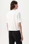 Crew Neck Knitted White T-Shirt with Stones on the Collar - 5