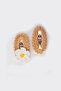 Beige Knitted Flower Set of 2 Buckles - 2