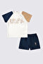 Baby Boy 2-Piece Short Sleeve T-Shirt Set Cream/Navy Blue