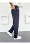 Pleated Baggy Fabric Trousers Navy Blue - 2