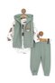 Baby Boy Seasonal Newborn 3-6-9-12 Months Ribbed Vest Teddy Bear Embroidered 3 Piece Stylish Baby Suit - 2