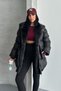 Alessi Black Long Fur Inside Premium Quality Waterproof Inflatable Women's Coat Suitable for Hijab - 3