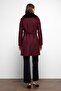 Shawl Collar Fur Waist Tied Coat Murdum 3093 - 7