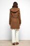 Hooded Punto Stitch Detailed Coat Taba 3102 - 7