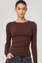 Women's Cotton Finger Insert Detail Bodycon Crew Neck Long Sleeve Blouse - 4