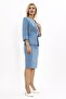 V-Neck Cropped Jacket & Plain Tight Skirt - Sea - 1016540 - 5