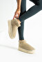 Beige Suede Thick Sole Boots with Wool Inside - 5