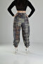 Women's Green Plaid Patterned Comfortable Fit Jogger Pants Coc1860 - 2