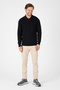 Black 100% Cotton Men's Half Zipper Polo Neck Knitwear Sweater - 3