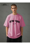 Usa Fit Printed - Oversize Pink T-Shirt & Black Pants Jogger Men's Tracksuit Set