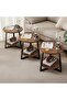 3-Piece Round Side Table Set 50x50x60 cm - Brown and Black