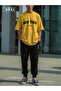 Usa Fit Printed - Oversize Yellow T-Shirt & Black Pants Jogger Men's Tracksuit Set - 3