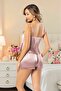 Women's Satin Strap Bustier Low-Cut Lace Nightwear Set - 2