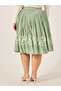 Plus Size Embroidered Gathered Midi Skirt - 4