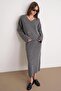 6961 Women's Knitwear Sweater Skirt Set Anthracite - 4