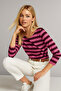 Women's Striped Basic Blouse - Pink Black - Casual Comfortable Stylish Combination - New Season Trend - 4
