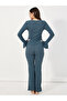 Asymmetric Neck Rib Front Slit Top and Flared Pants Pyjama Set - 4