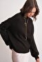 6700 Women's Stand Collar Balloon Knitwear Sweater Dark Brown - 3