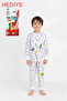 Long-Sleeve Colorable Kids' Pajama Set with Cute Characters and Coloring Pen Gift - 2
