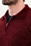 Patterned Slim Fit Zippered Polo Collar Chenille Fabric Men's Knitwear Sweater Claret Red - 11555.25K - 2