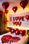 Romantic Decoration Set I Love You Balloon Red Foil Balloon Rose Petal Led Light Special Day