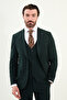 Straight Slim Fit Mono Collar Classic Wool Men's Suit Emerald - 45345.24Y