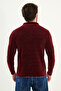 Patterned Slim Fit Zippered Polo Collar Chenille Fabric Men's Knitwear Sweater Claret Red - 11555.25K - 3
