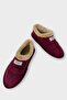 Unisex Winter Home Slippers with Wool Inside, Burgundy - 3